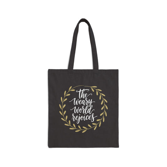 "The Weary World Rejoices" Christmas Cotton Canvas Tote Bag