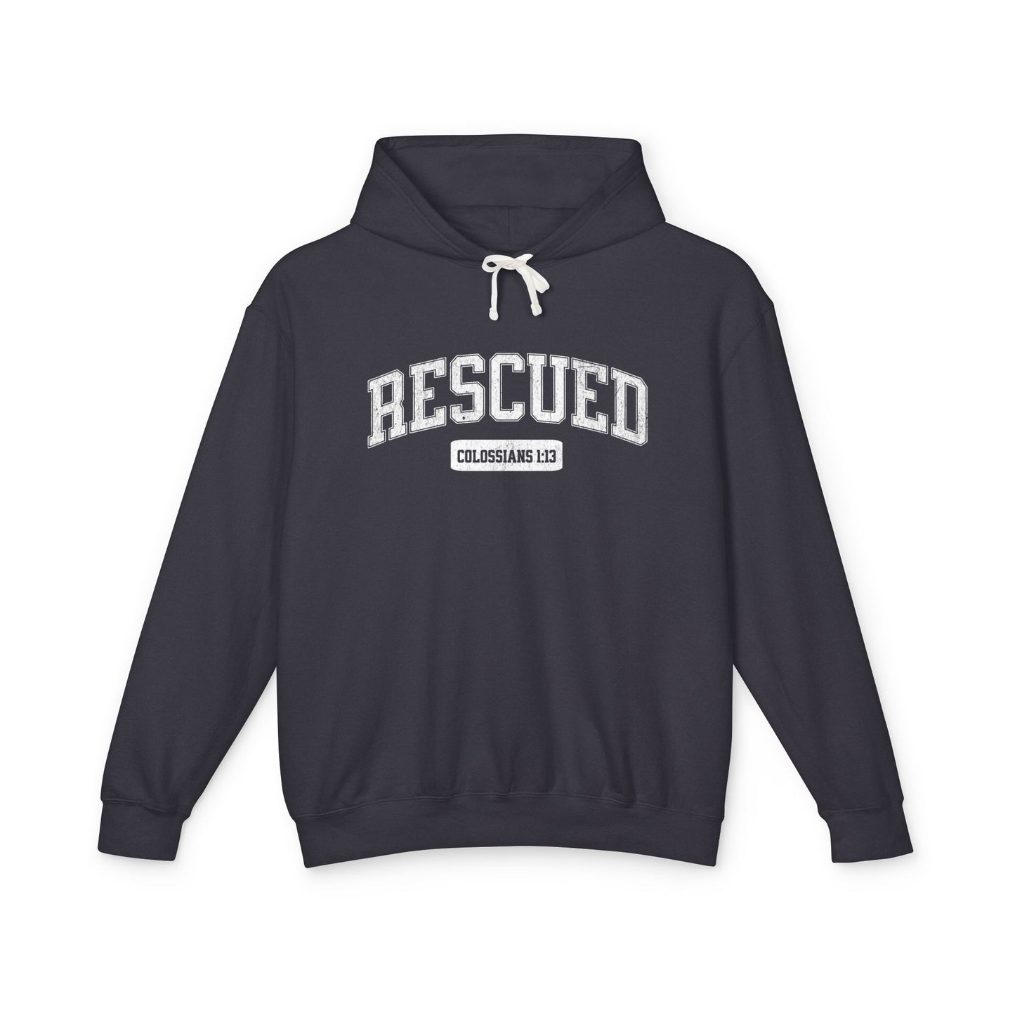 "RESCUED" VARSITY UNISEX PREMIUM LIGHTWEIGHT HOODIE