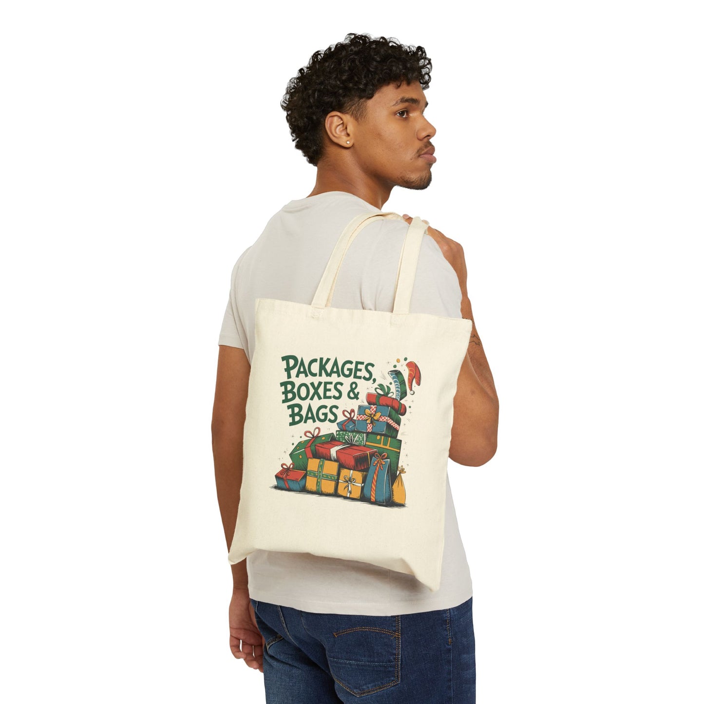 "Packages, Boxes & Bags" Christmas Cotton Canvas Tote Bag