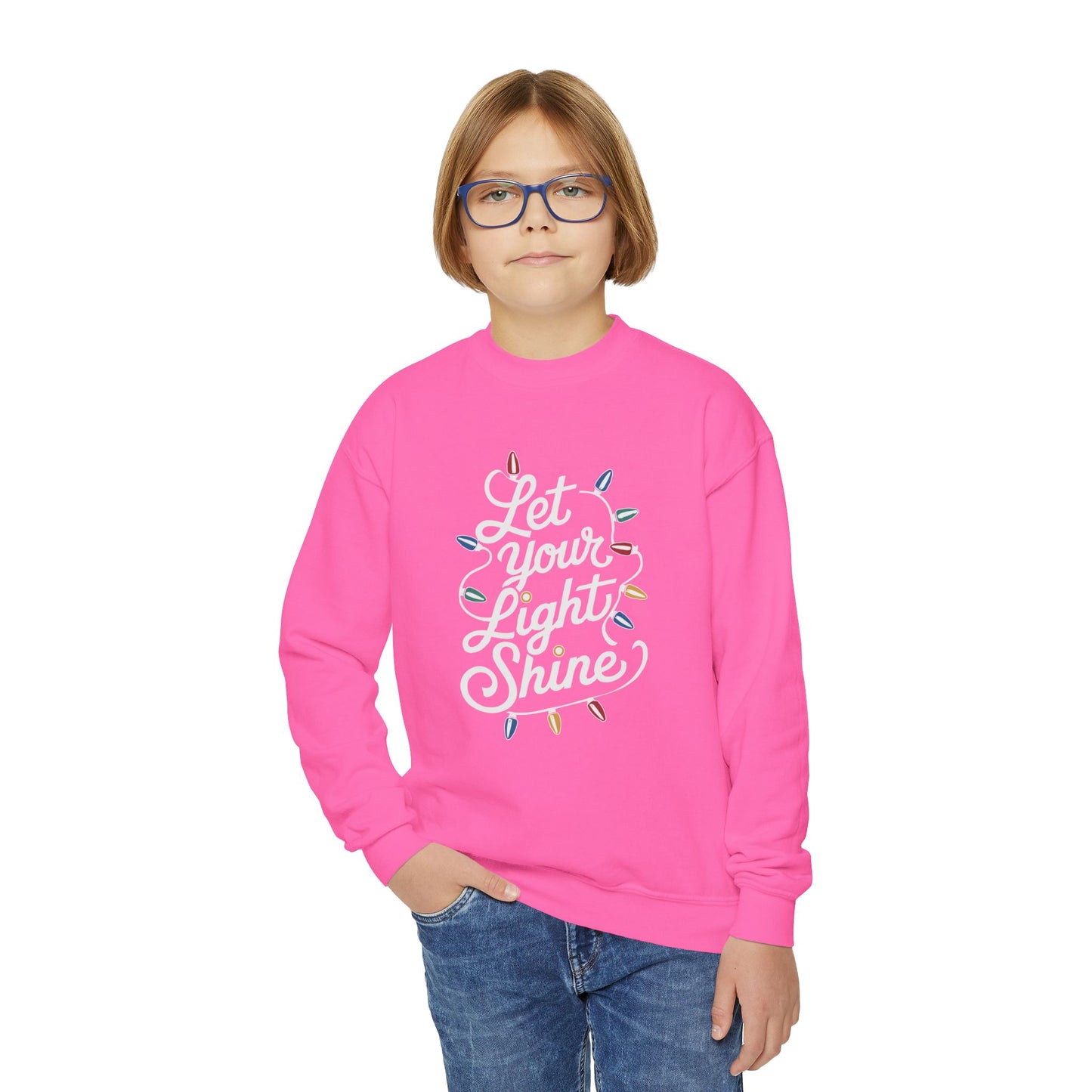 "Let Your Light Shine" Christmas Kids Crewneck Sweatshirt