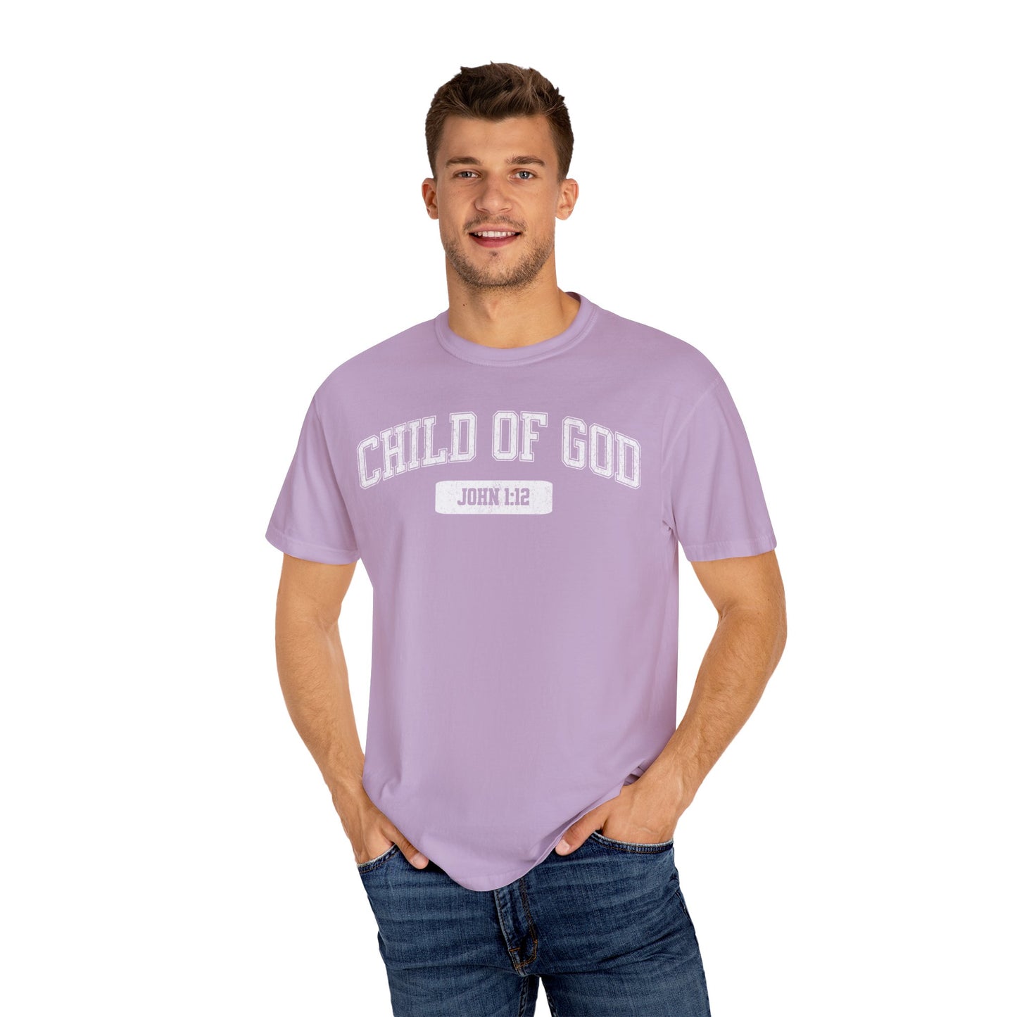 "Child of God" Varsity Style Unisex Garment-Dyed Tee