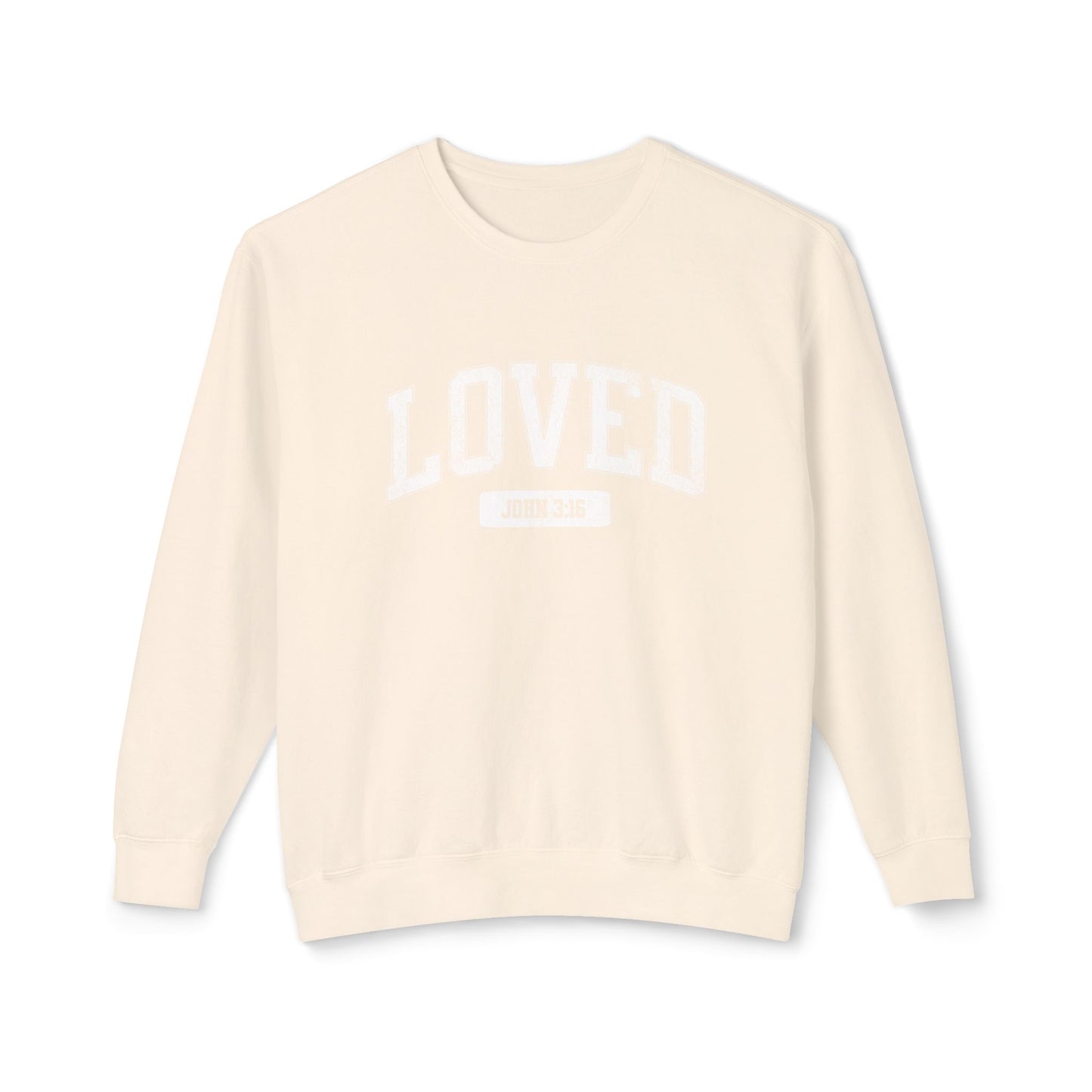 "LOVED" VARSITY UNISEX PREMIUM SWEATSHIRT