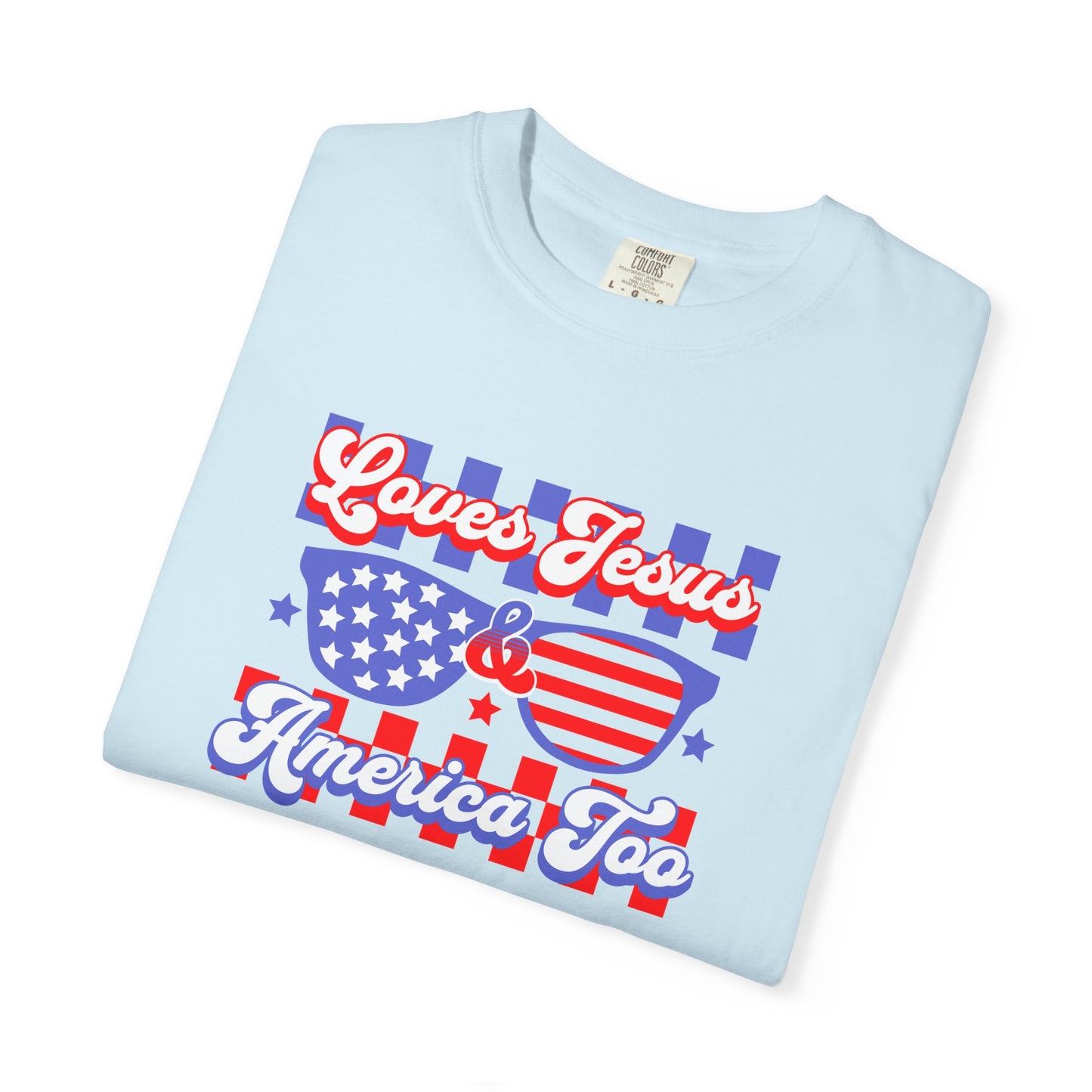 "LOVES JESUS & AMERICA TOO" UNISEX PREMIUM TEE