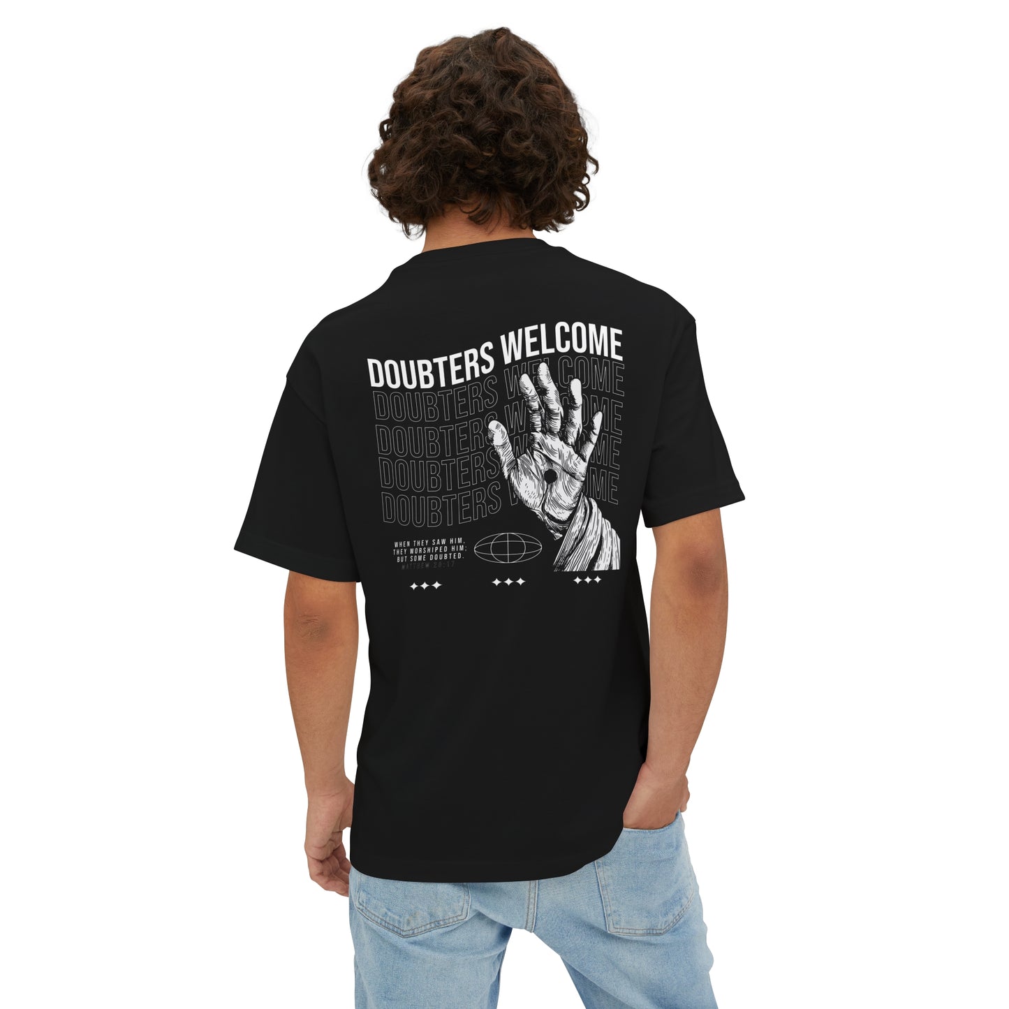 "Doubters Welcome" Adult Unisex Oversized Boxy Tee