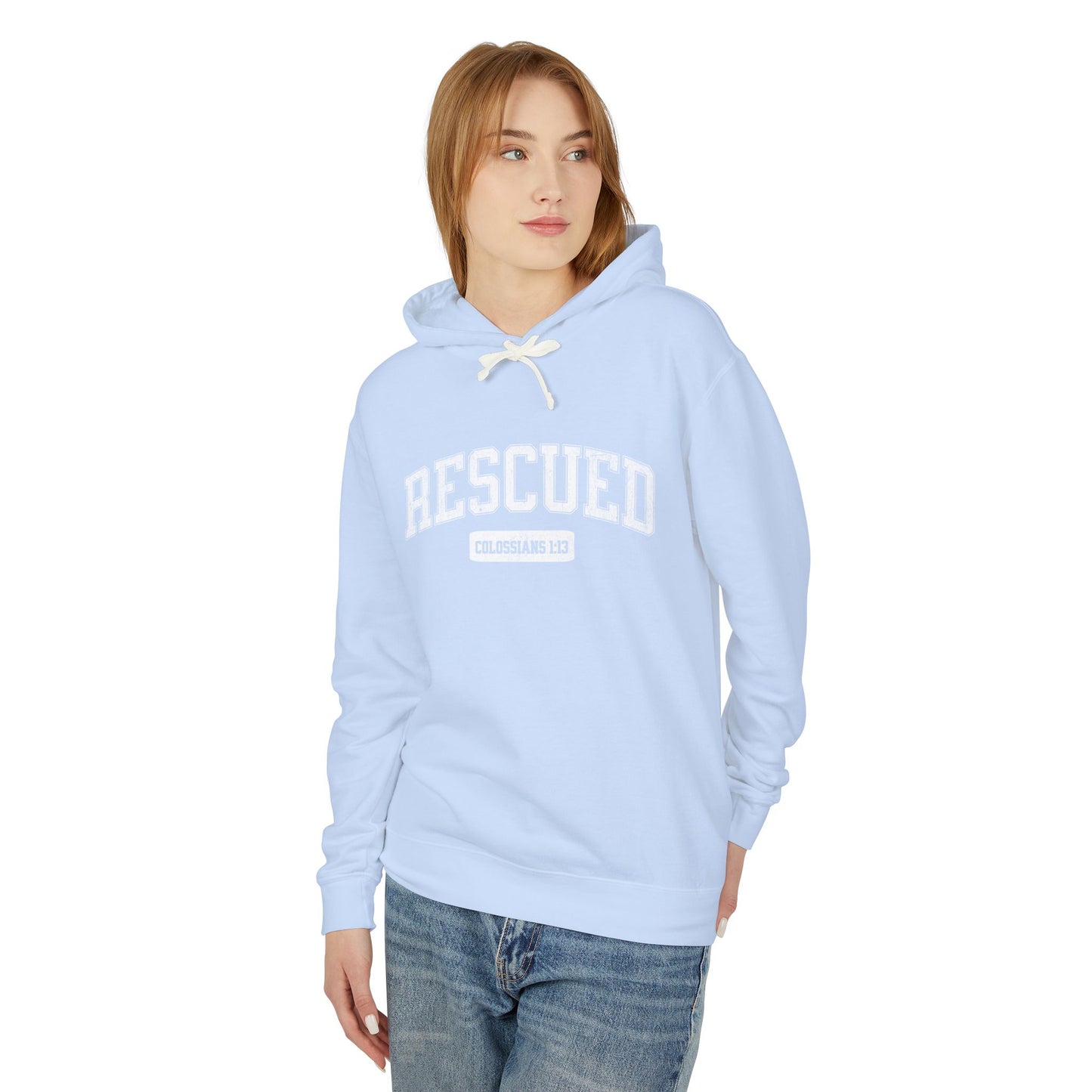 "RESCUED" VARSITY UNISEX PREMIUM LIGHTWEIGHT HOODIE