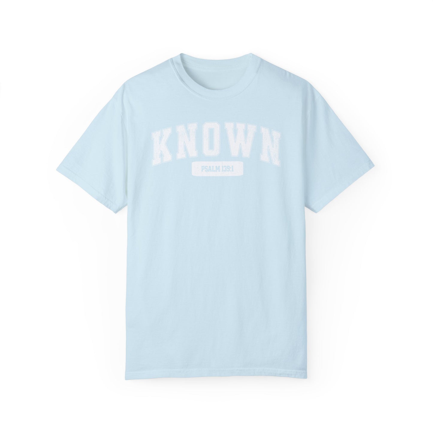 "Known" Varsity Style Unisex Garment-Dyed Tee