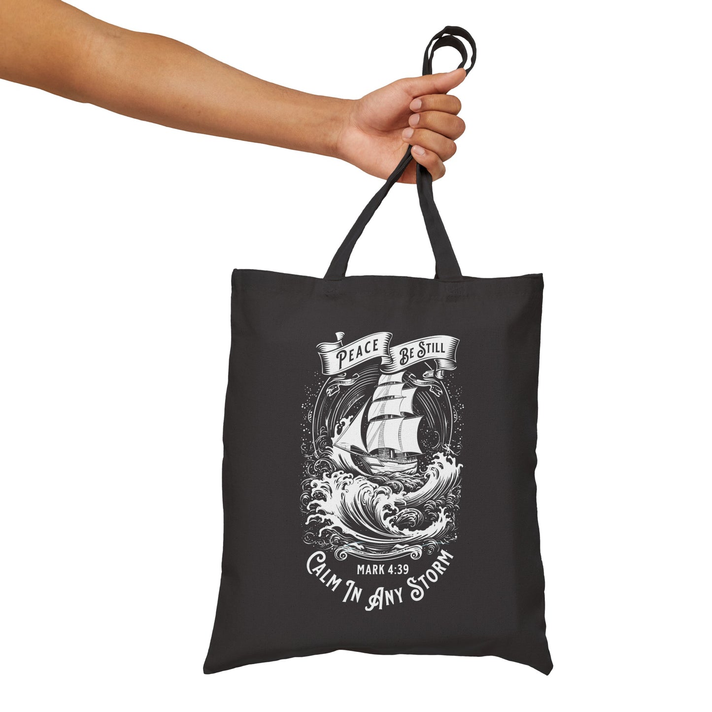 Peace Be Still" Cotton Canvas Tote Bag