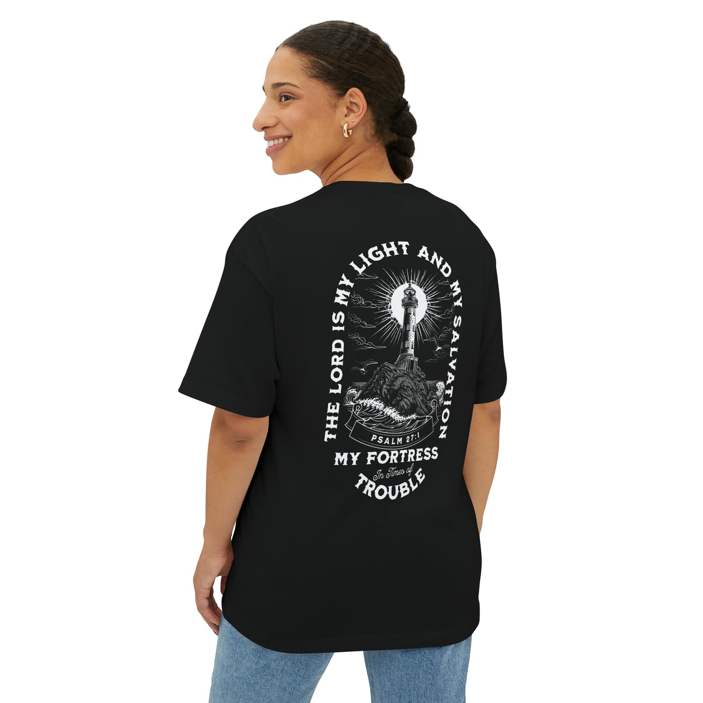 "Psalm 27:1" Adult Unisex Oversized Boxy Tee