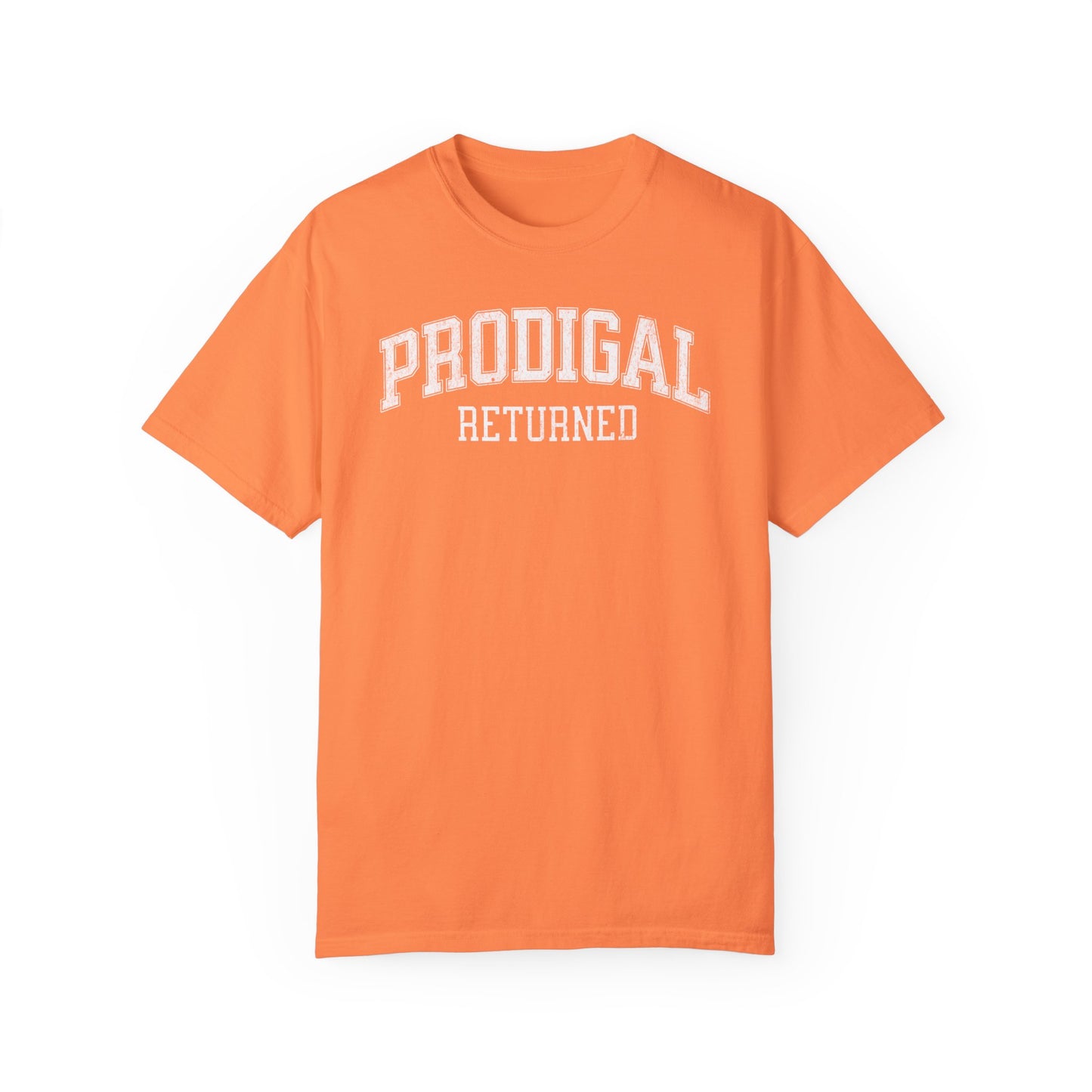 "Prodigal Returns" Varsity Style Unisex Garment-Dyed Tee