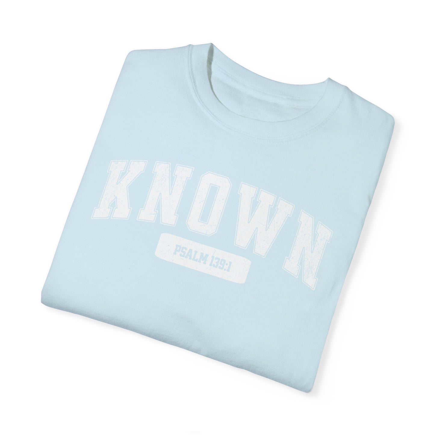 "Known" Varsity Style Unisex Garment-Dyed Tee