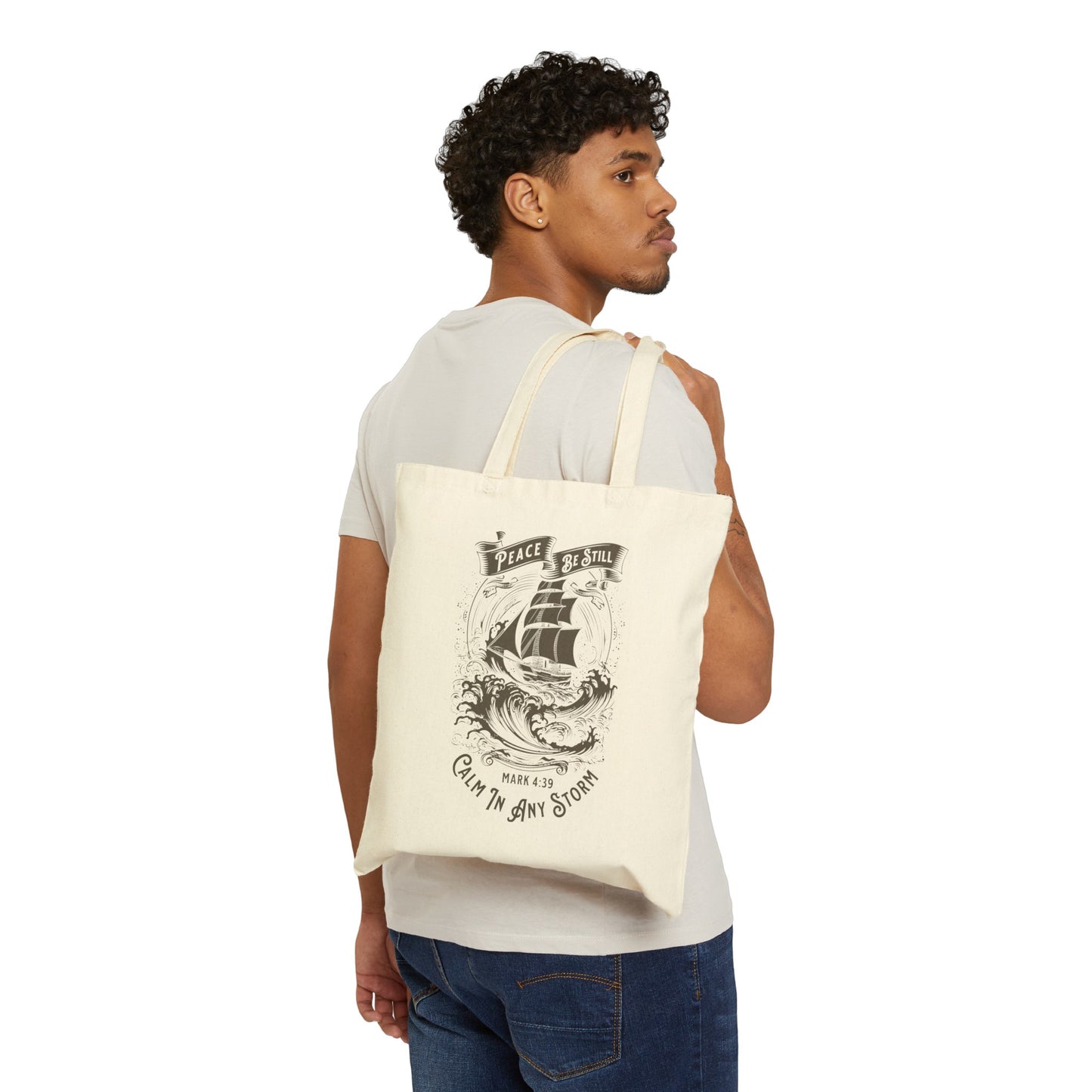 Peace Be Still" Cotton Canvas Tote Bag