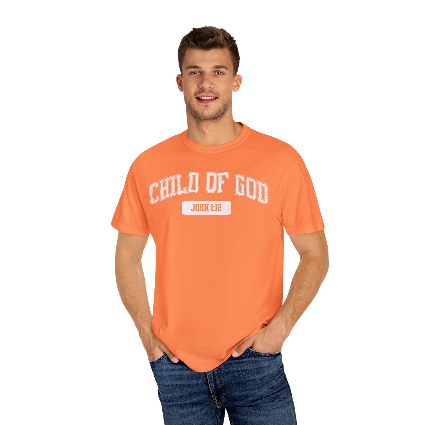 "Child of God" Varsity Style Unisex Garment-Dyed Tee