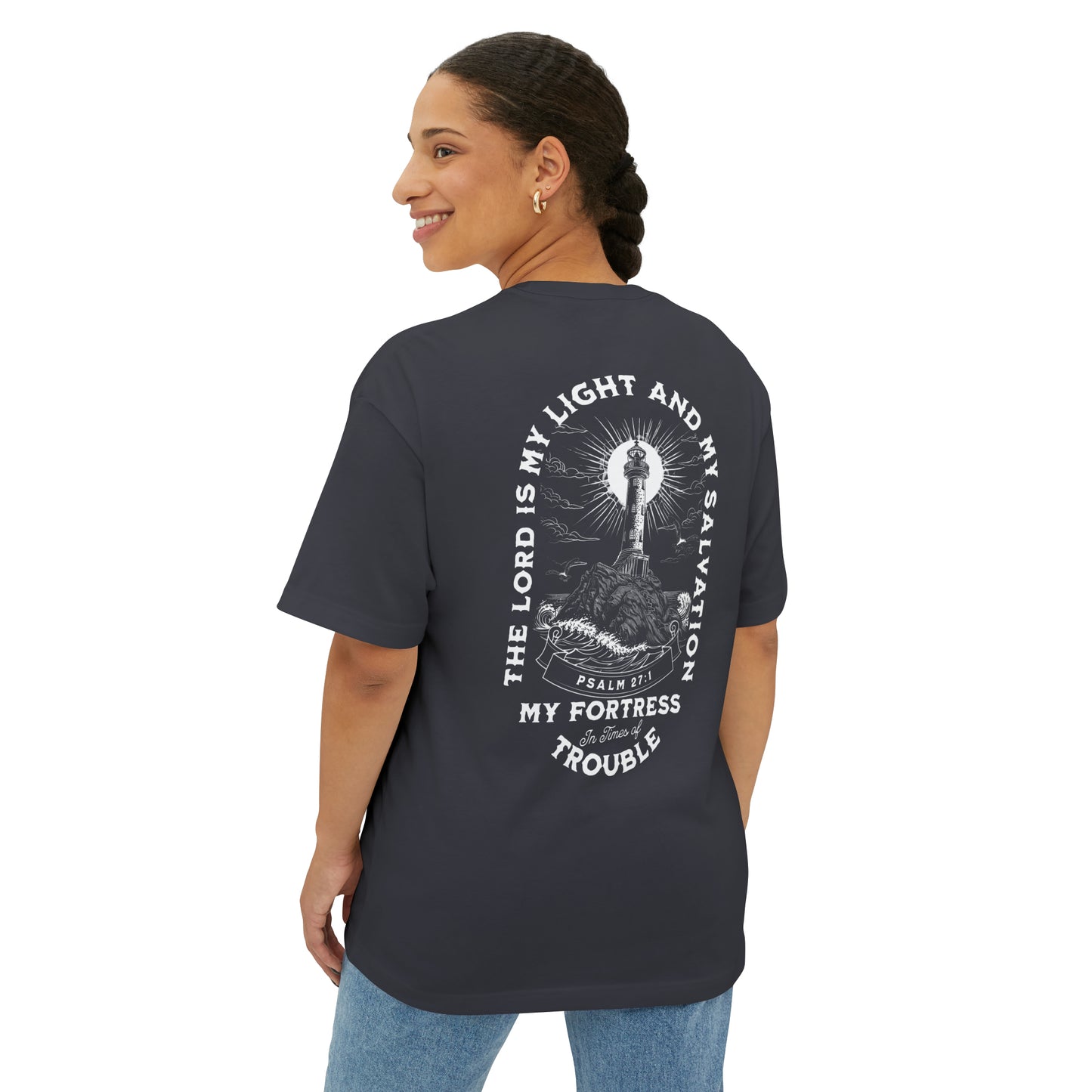 "Psalm 27:1" Adult Unisex Oversized Boxy Tee