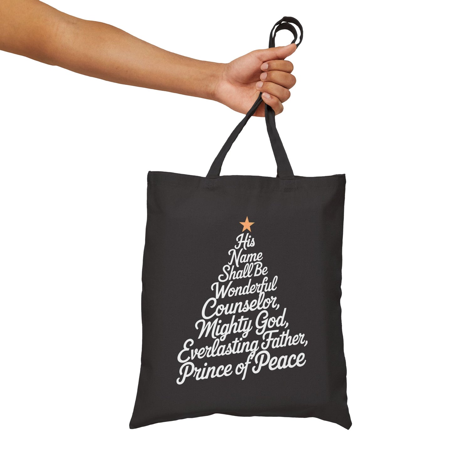 "His Name Shall Be" Christmas Cotton Canvas Tote Bag