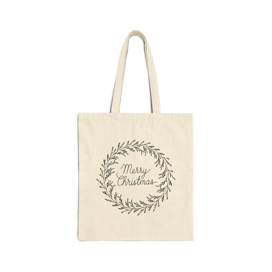 "Merry Christmas" Cotton Canvas Tote Bag