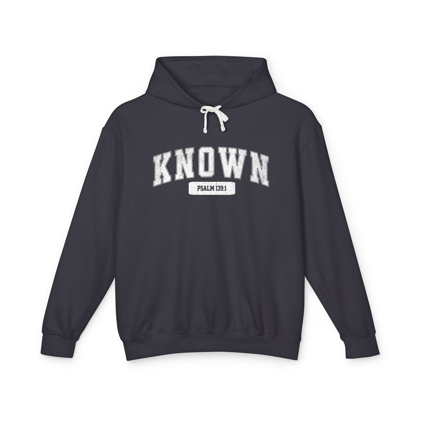 "KNOWN" VARSITY UNISEX PREMIUM LIGHTWEIGHT HOODIE