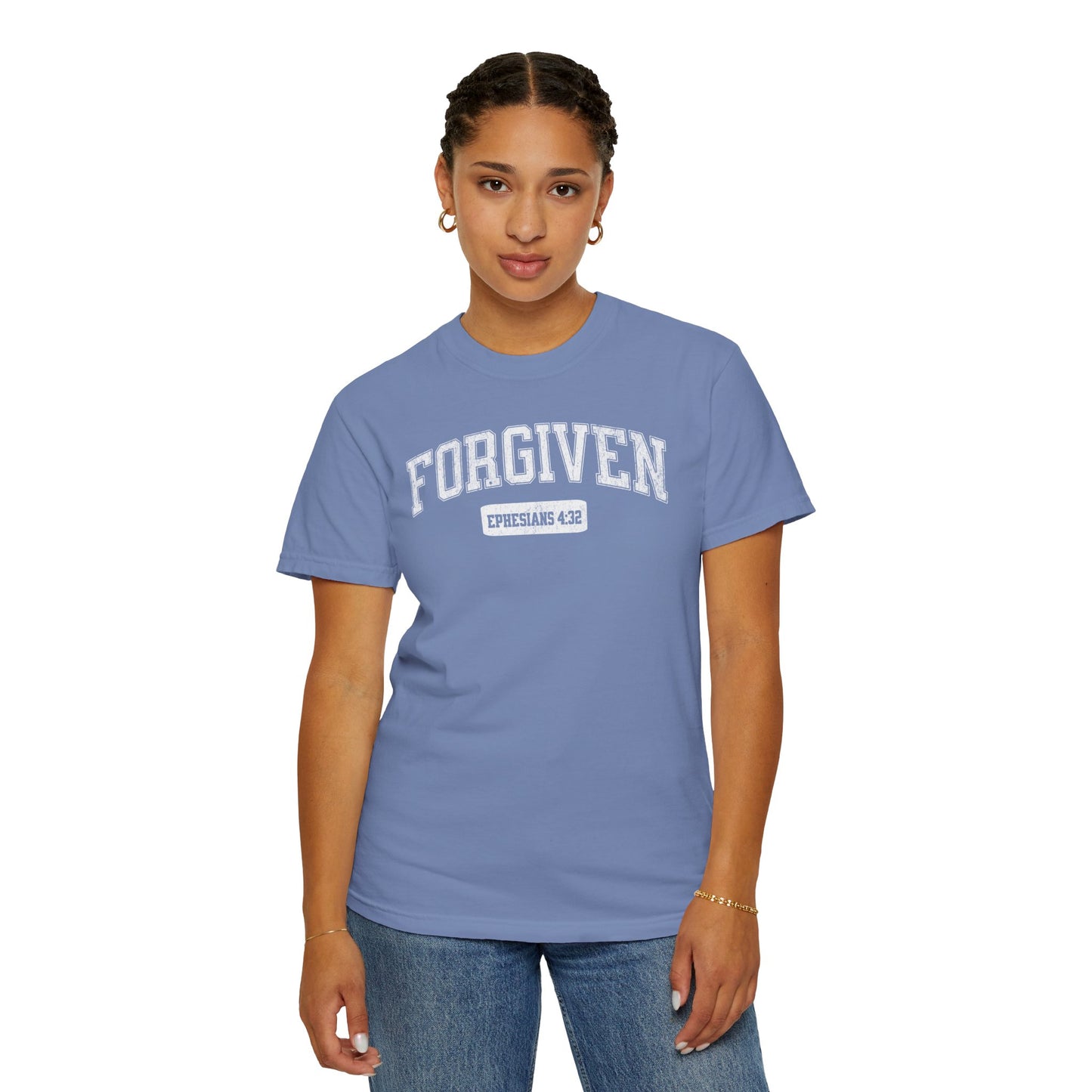 "Forgiven" Varsity Style Adult Unisex Garment-Dyed Tee