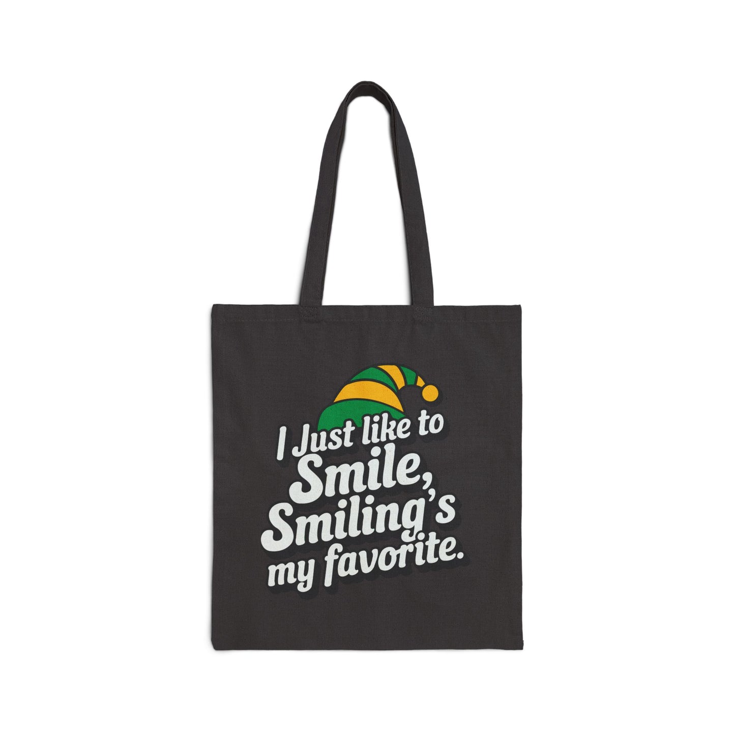 "Smiling's My Favorite" Christmas Cotton Canvas Tote Bag