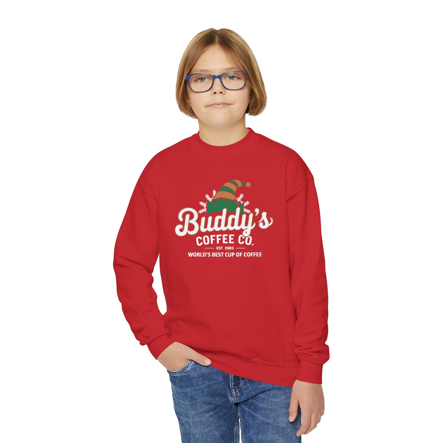 "Buddy's Coffee Co. " Christmas Kids Crewneck Sweatshirt