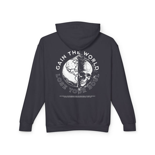 "GAIN THE WORLD, LOSE YOUR SOUL" UNISEX PREMIUM HOODIE