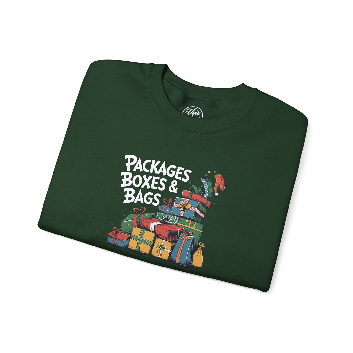 CHRISTMAS "PACKAGES BOXES & BAGS" UNISEX CREWNECK SWEATSHIRT
