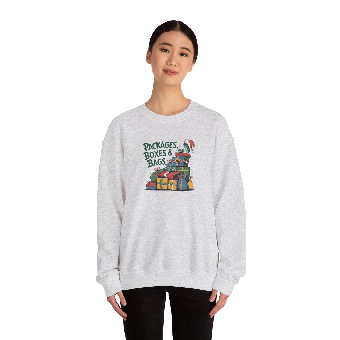 CHRISTMAS "PACKAGES BOXES & BAGS" UNISEX CREWNECK SWEATSHIRT
