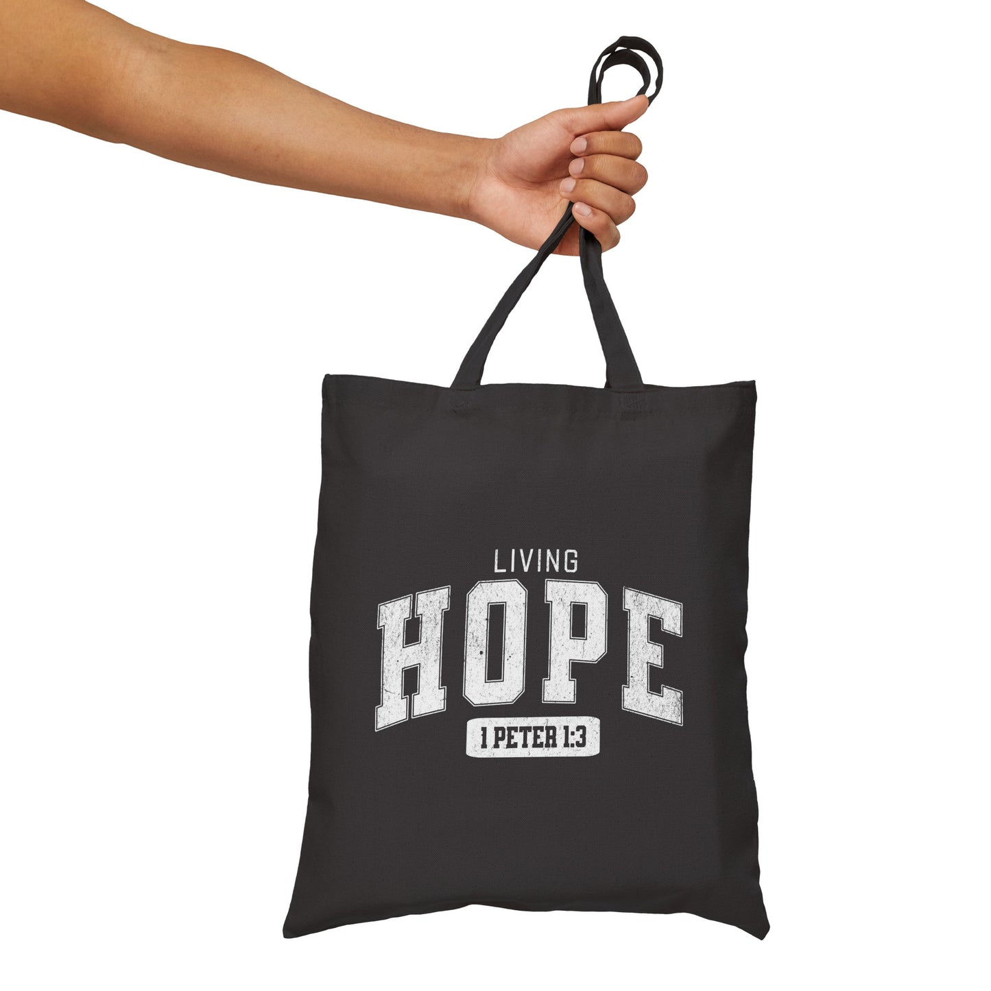 "Living Hope" Varsity Style Cotton Canvas Tote Bag