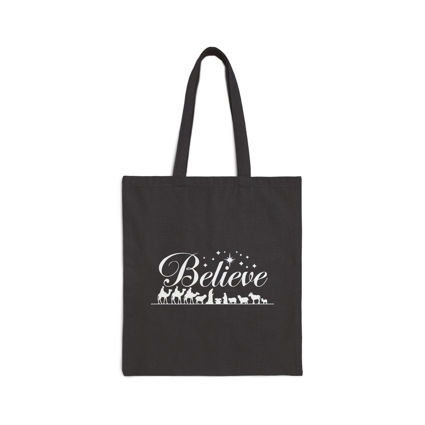 "Believe Nativity" Christmas Cotton Canvas Tote Bag