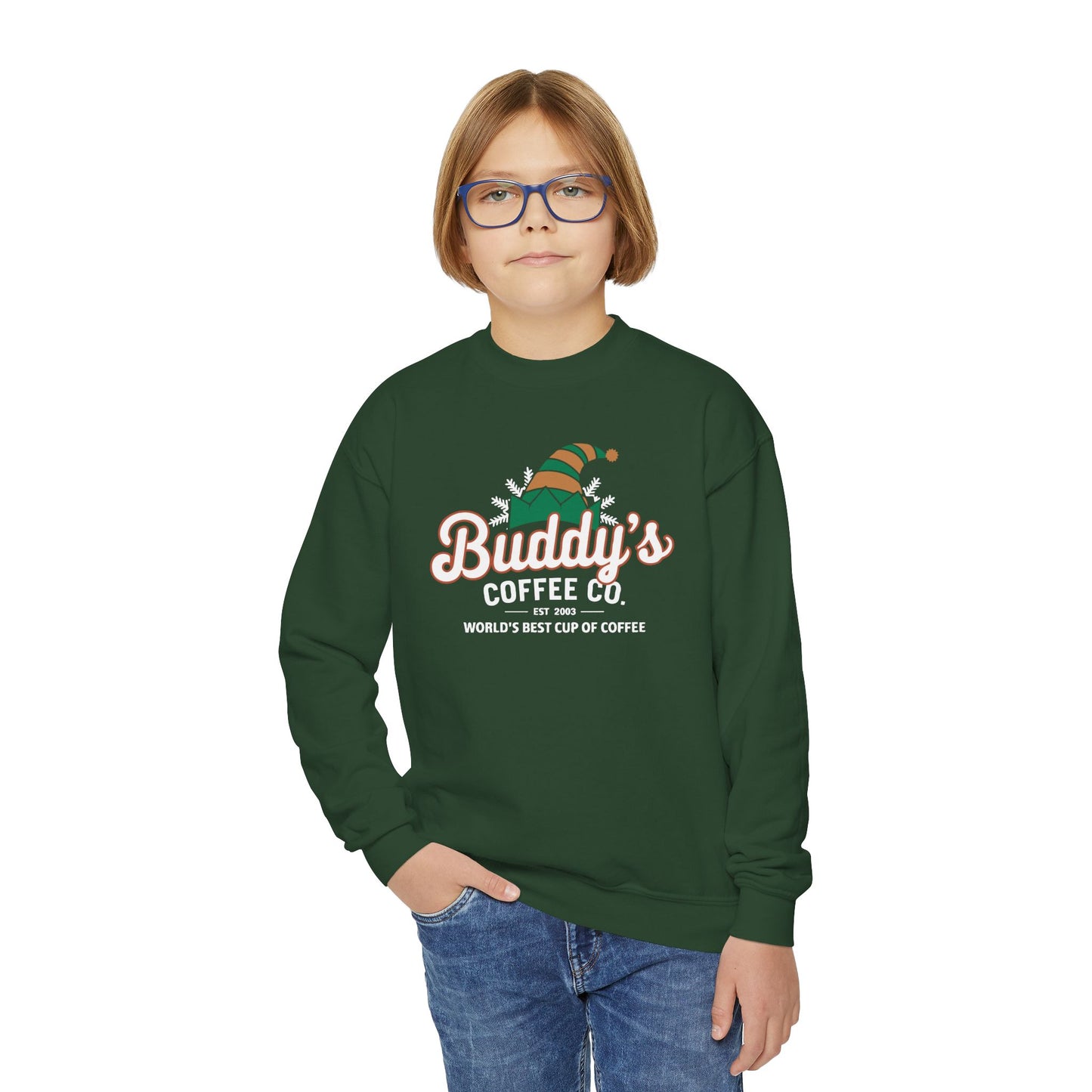 "Buddy's Coffee Co. " Christmas Kids Crewneck Sweatshirt