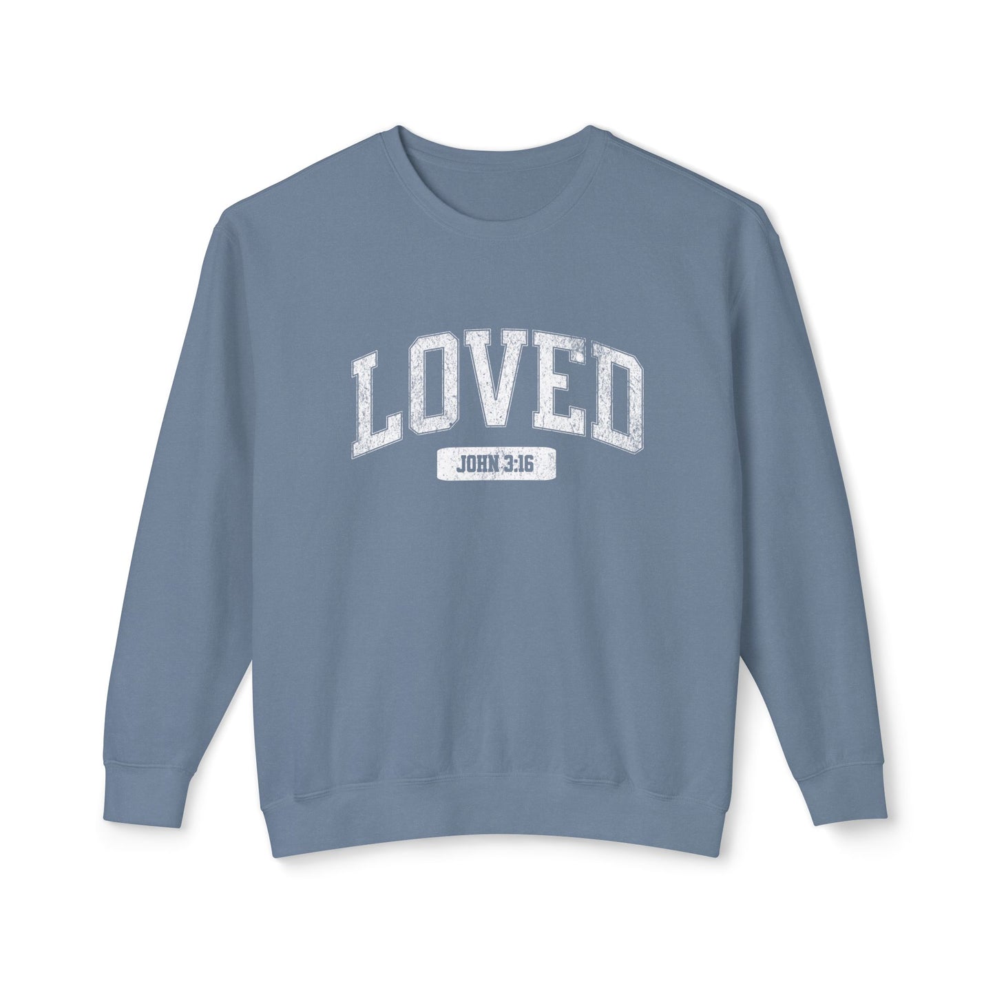 "LOVED" VARSITY UNISEX PREMIUM SWEATSHIRT