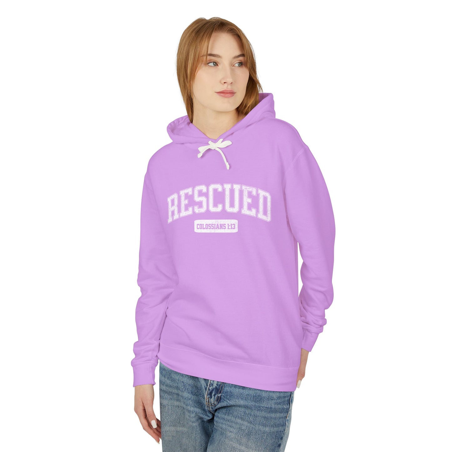 "RESCUED" VARSITY UNISEX PREMIUM LIGHTWEIGHT HOODIE