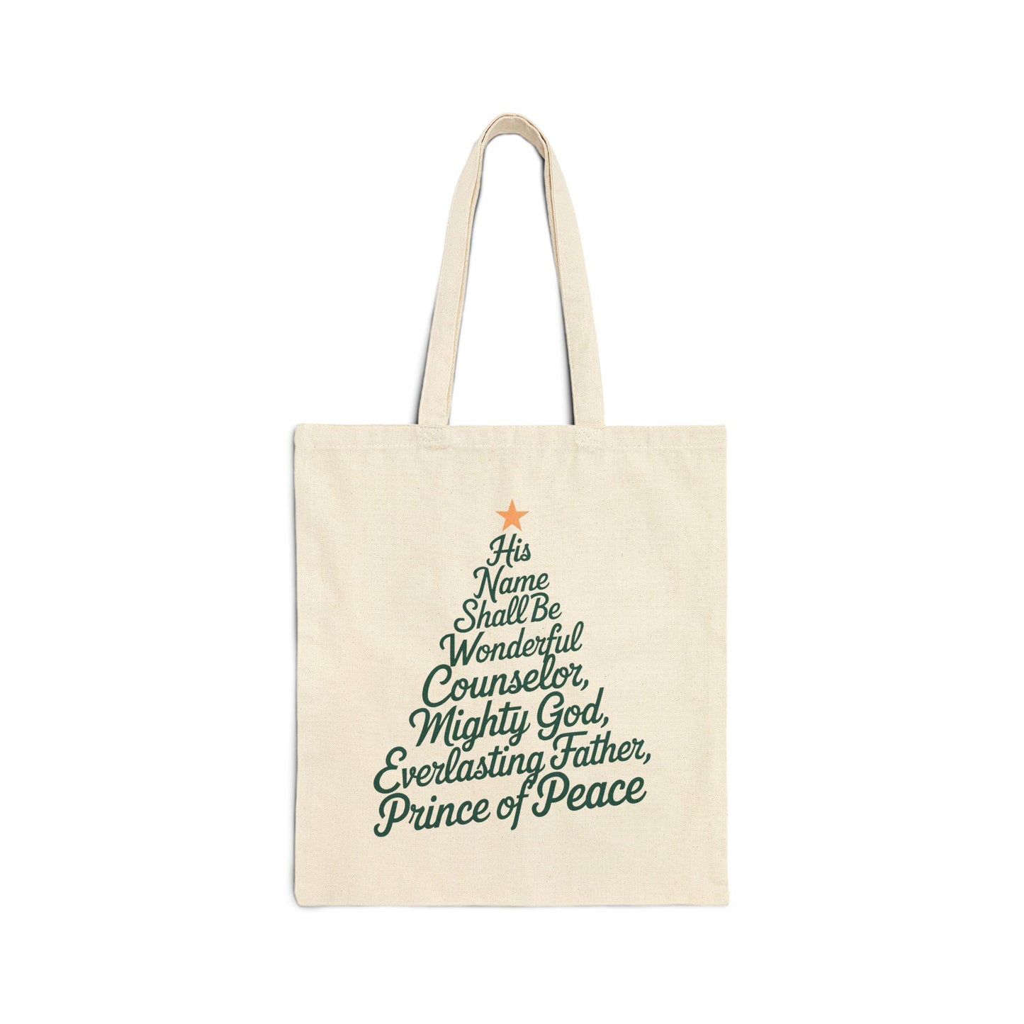 "His Name Shall Be" Christmas Cotton Canvas Tote Bag