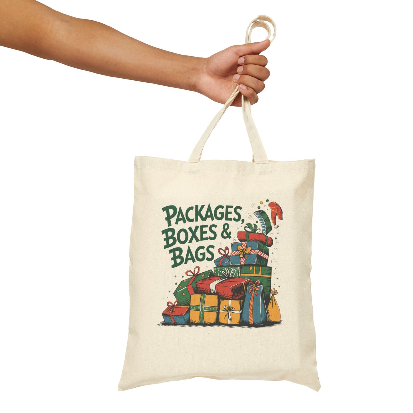 "Packages, Boxes & Bags" Christmas Cotton Canvas Tote Bag