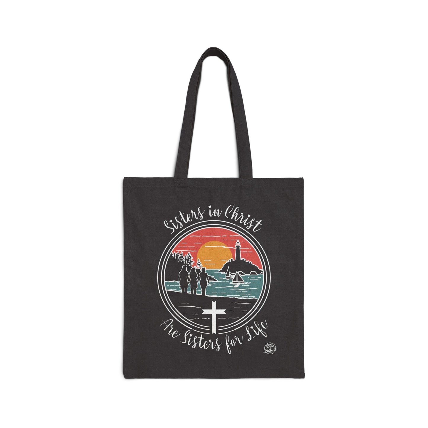 "Sisters In Christ" Black Cotton Canvas Tote Bag