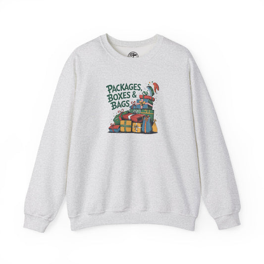 CHRISTMAS "PACKAGES BOXES & BAGS" UNISEX CREWNECK SWEATSHIRT