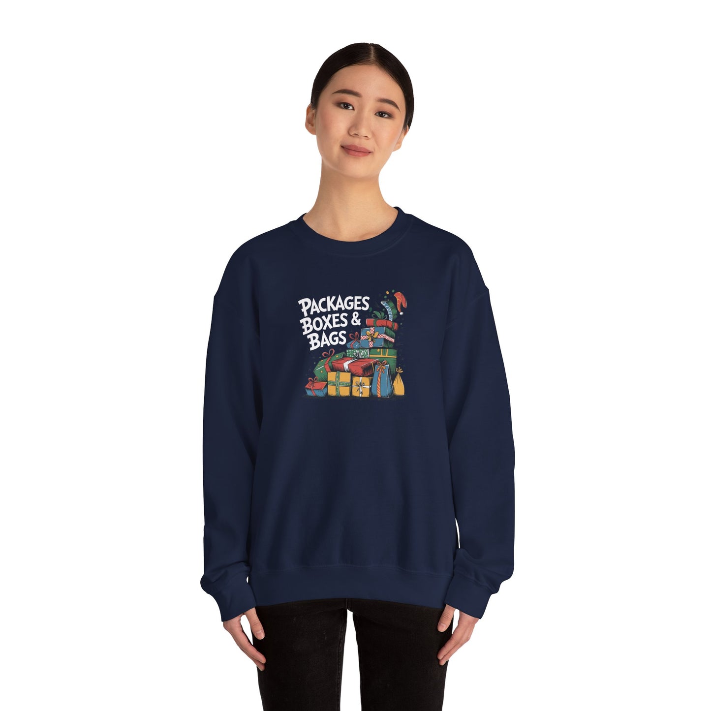 CHRISTMAS "PACKAGES BOXES & BAGS" UNISEX CREWNECK SWEATSHIRT
