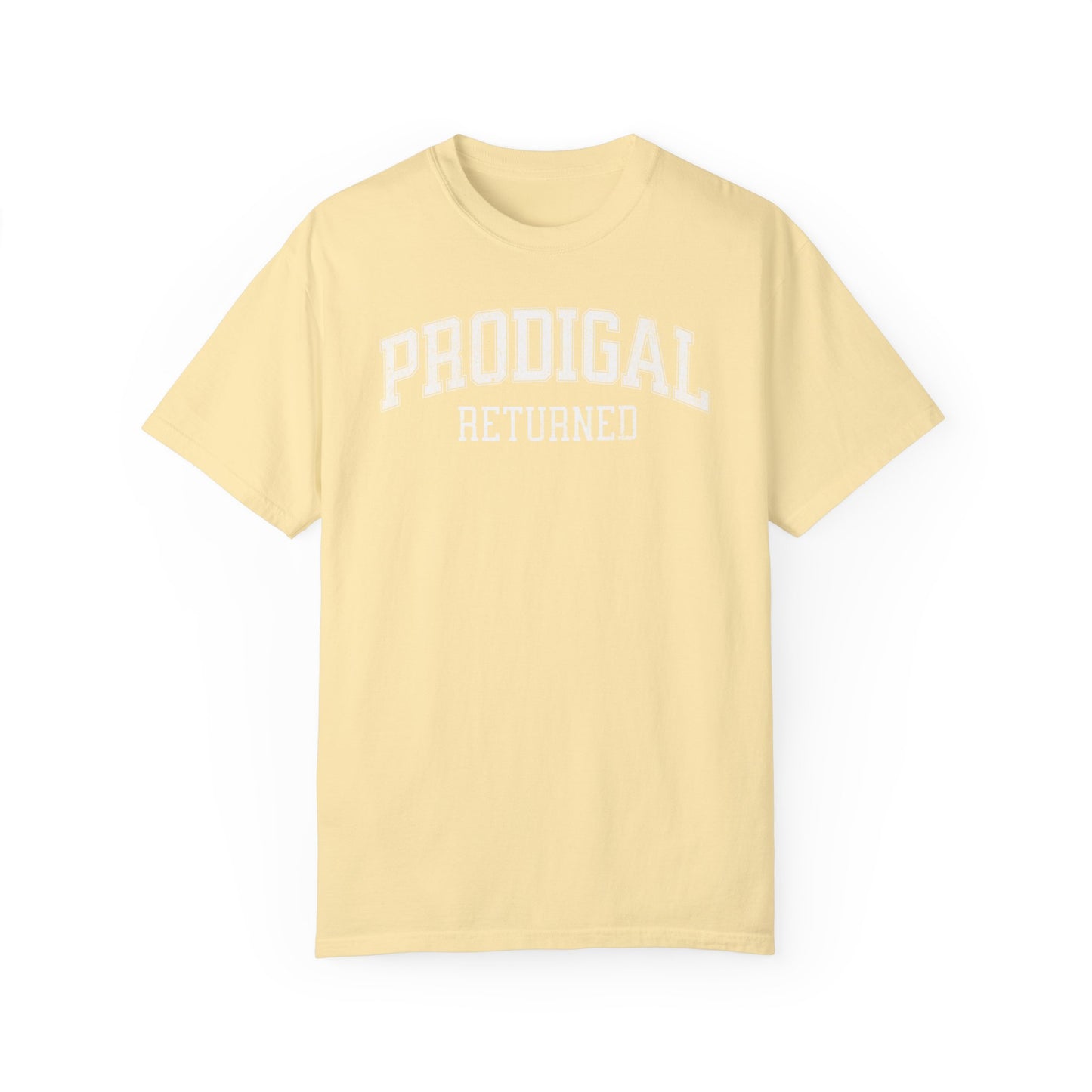 "Prodigal Returns" Varsity Style Unisex Garment-Dyed Tee