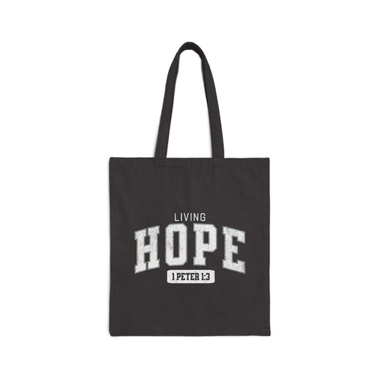 "Living Hope" Varsity Style Cotton Canvas Tote Bag