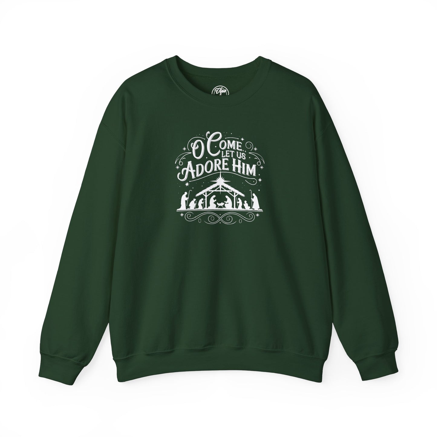 "O Come Let Us Adore Him" Country Christmas Crewneck Sweatshirt