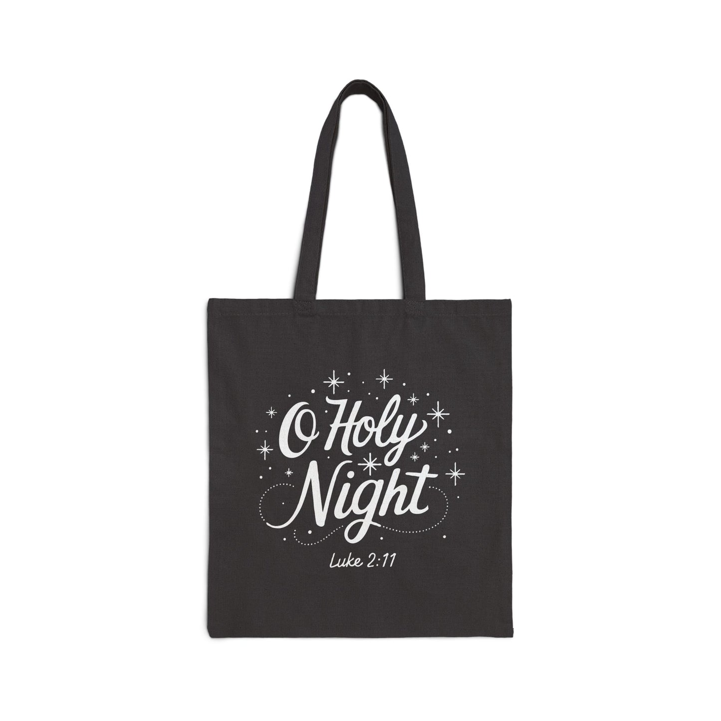 "O Holy Night" Cursive Christmas Cotton Canvas Tote Bag