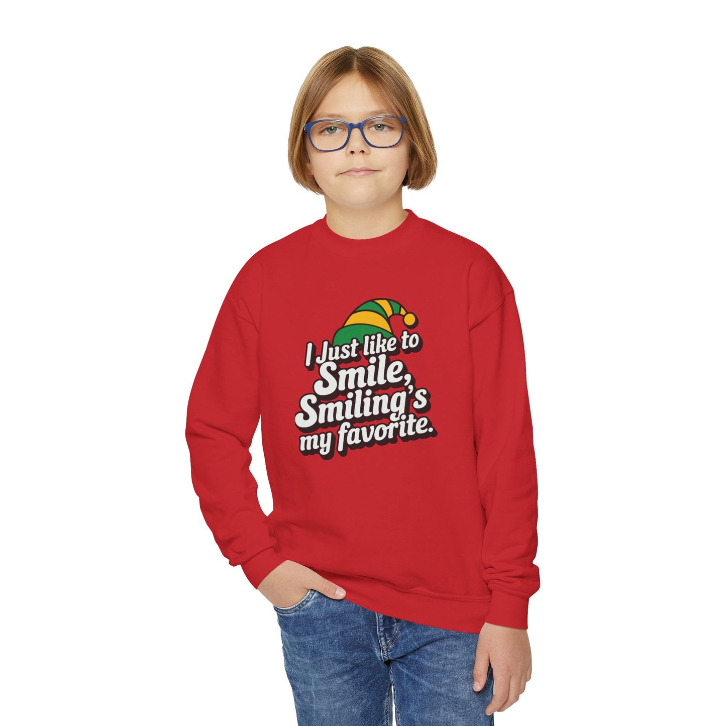 "Smiling's My Favorite" Christmas Kids Sweatshirt