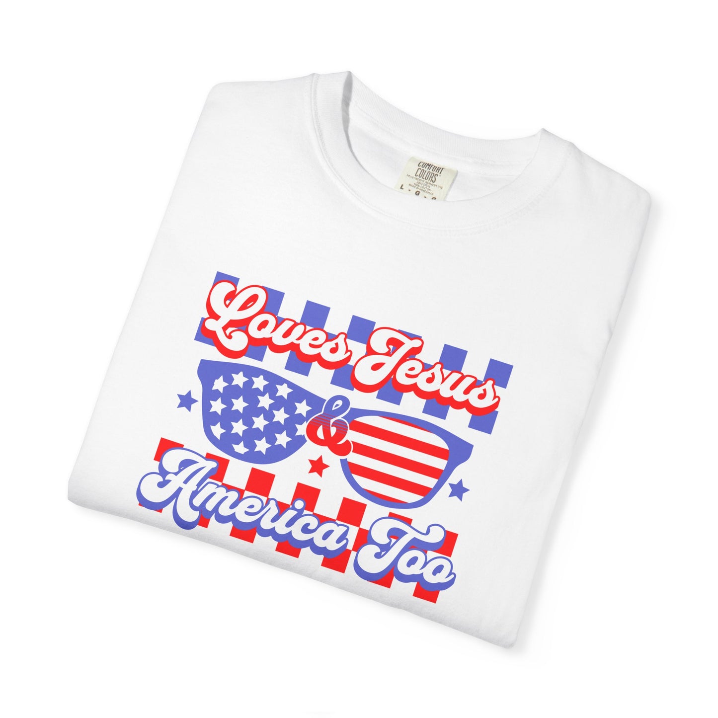 "LOVES JESUS & AMERICA TOO" UNISEX PREMIUM TEE