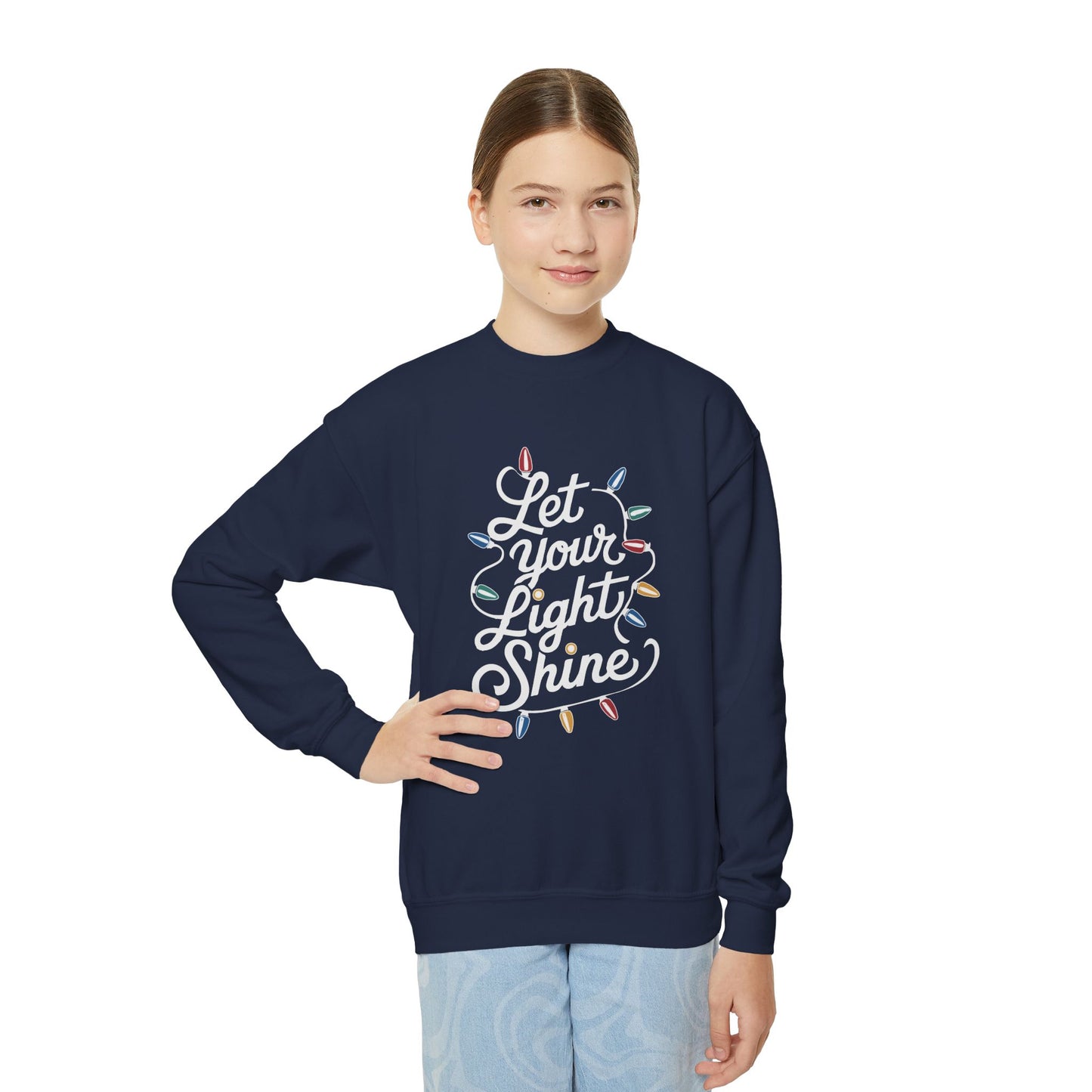 "Let Your Light Shine" Christmas Kids Crewneck Sweatshirt