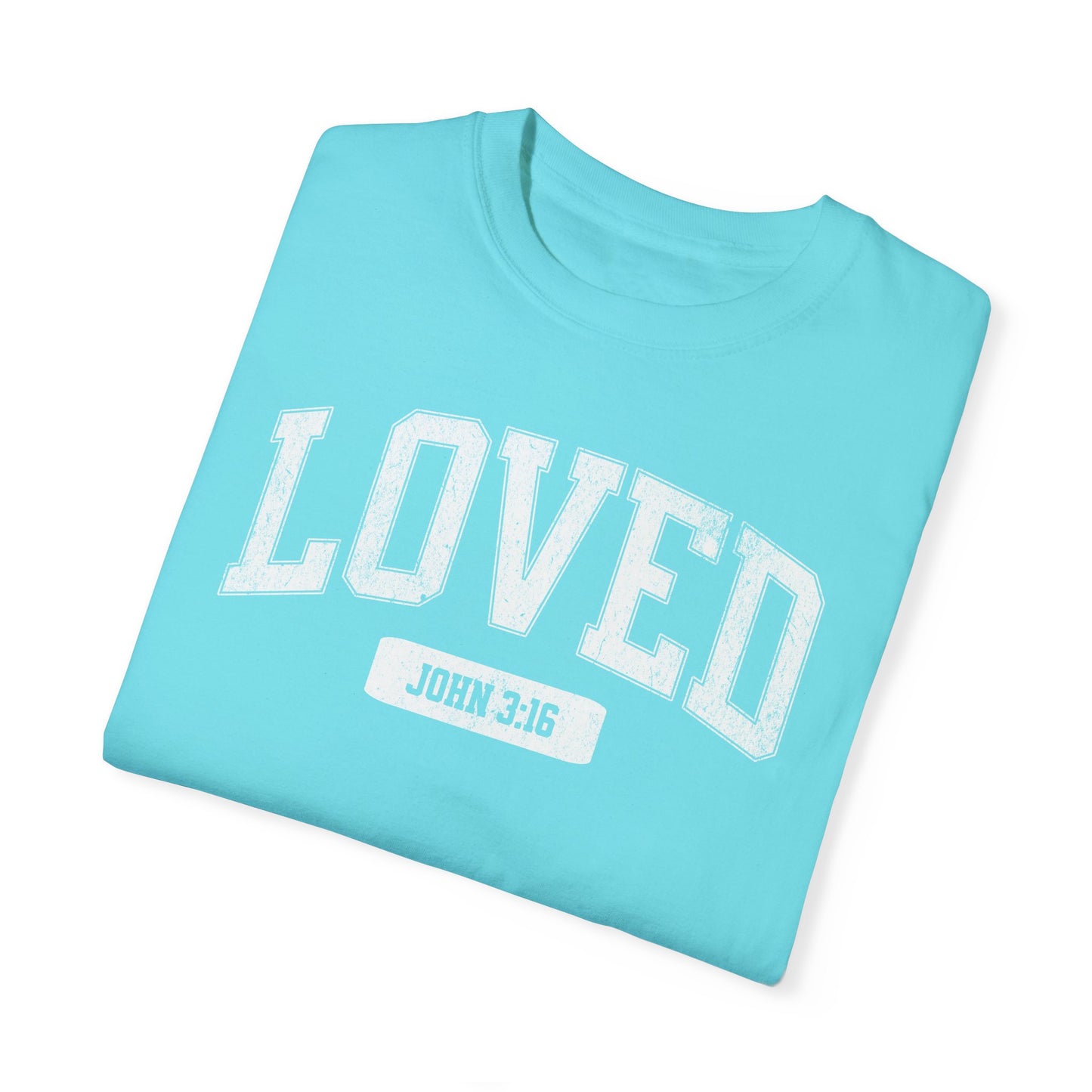 "Loved" Varsity Style Unisex Garment-Dyed Tee