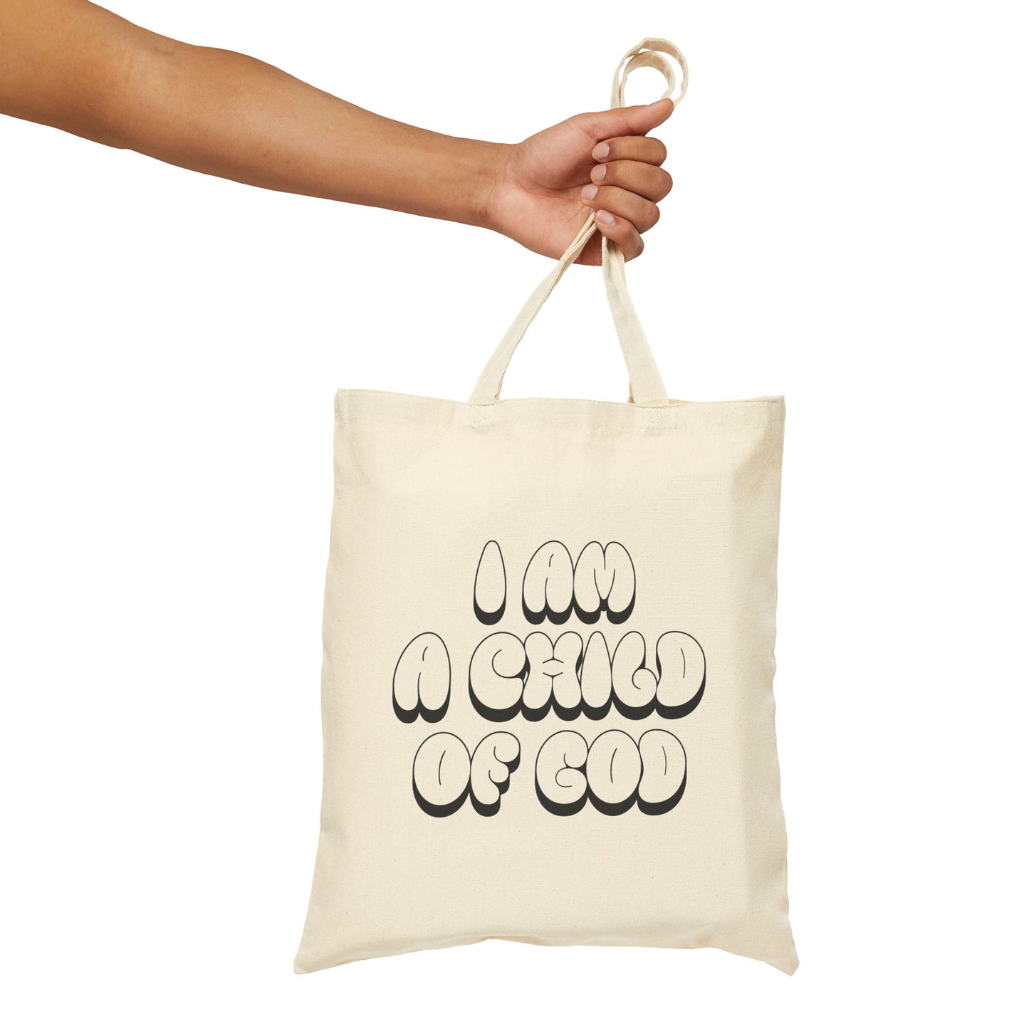 "I Am A Child of God" Cotton Canvas Tote Bag