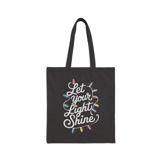 "Let Your Light Shine" Christmas Cotton Canvas Tote Bag