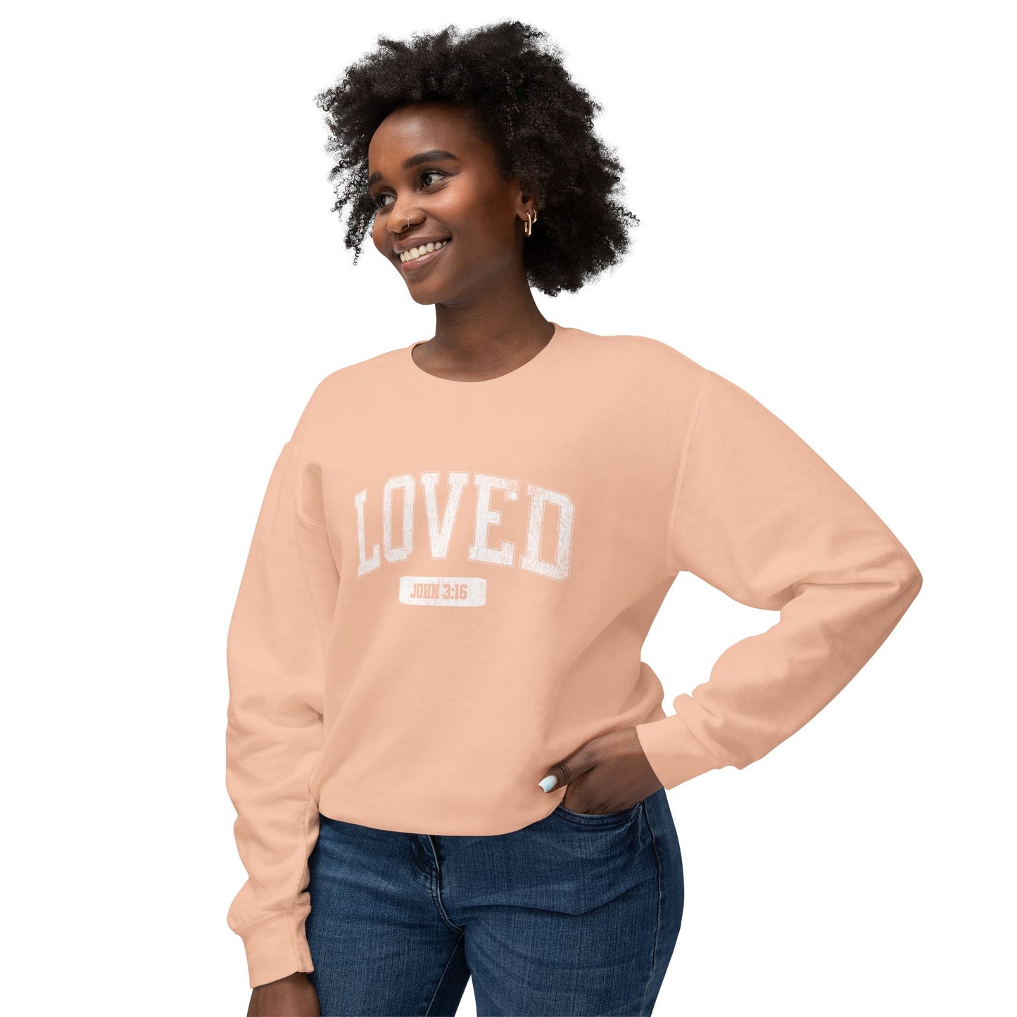 "LOVED" VARSITY UNISEX PREMIUM SWEATSHIRT
