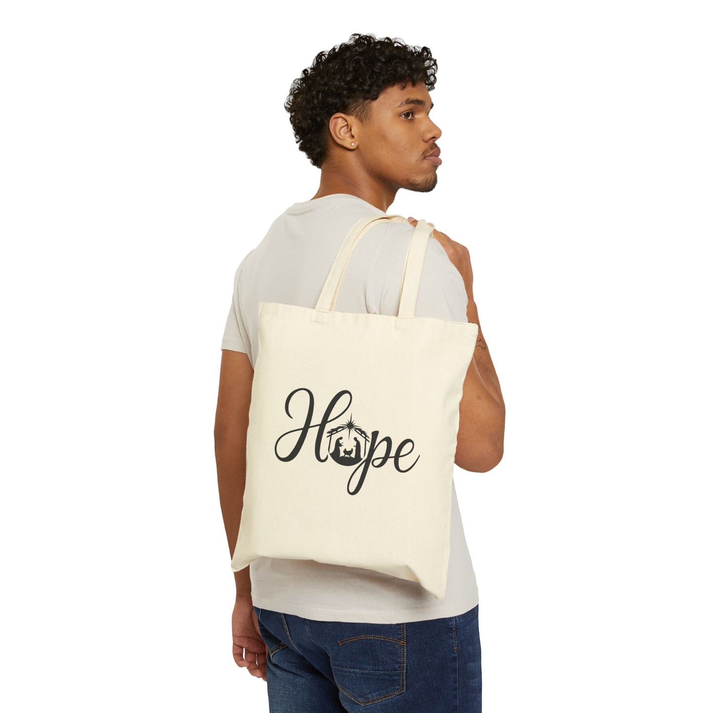 "Hope Nativity" Christmas Cotton Canvas Tote Bag