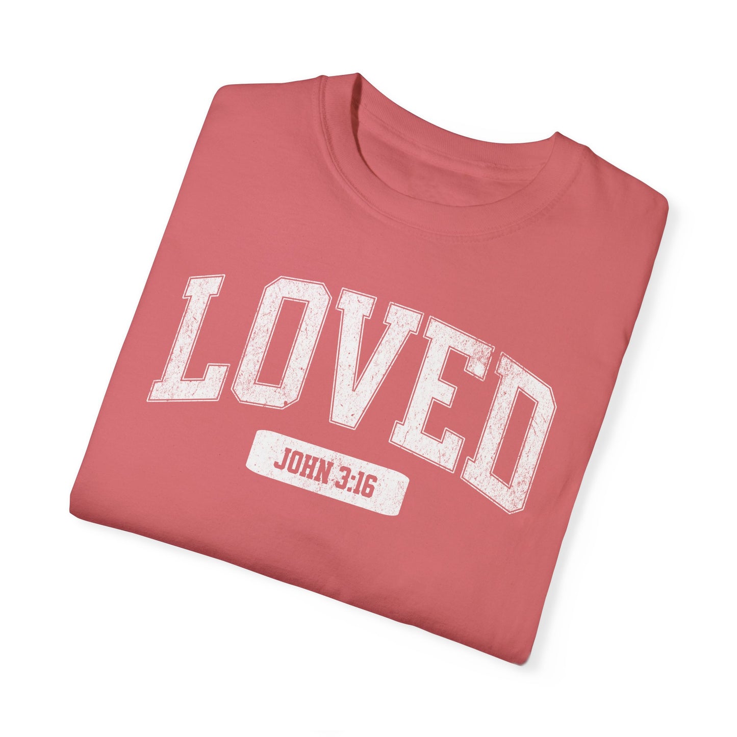 "Loved" Varsity Style Unisex Garment-Dyed Tee