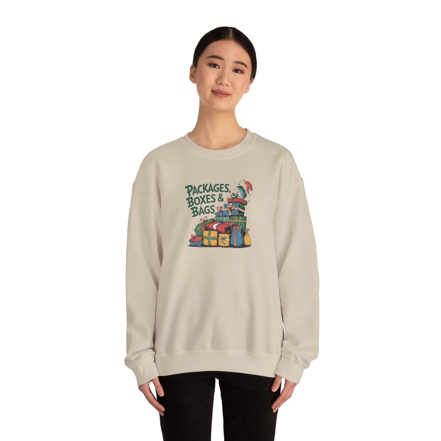 CHRISTMAS "PACKAGES BOXES & BAGS" UNISEX CREWNECK SWEATSHIRT